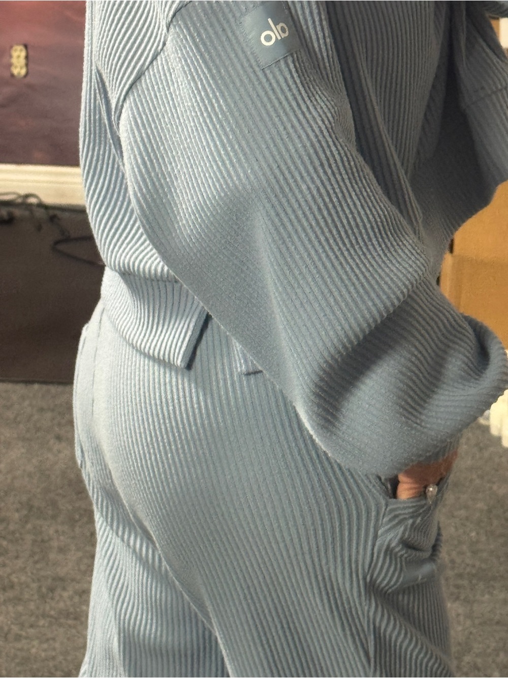 ALO Yoga Celestial Blue Ribbed Sweat Set - Picture 9 of 14